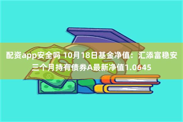 配资app安全吗 10月18日基金净值：汇添富稳安三个月持有债券A最新净值1.0645