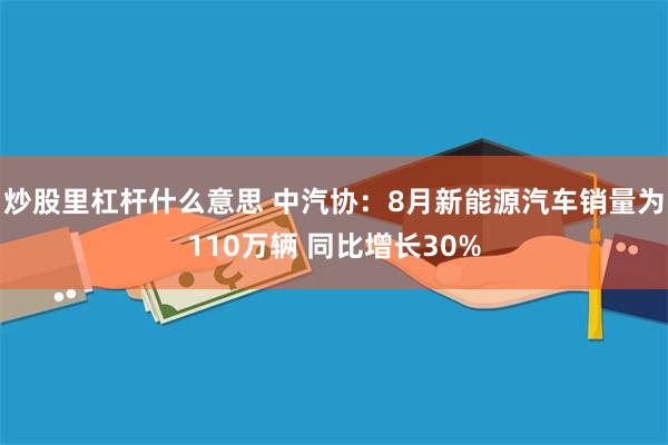 炒股里杠杆什么意思 中汽协：8月新能源汽车销量为110万辆 同比增长30%